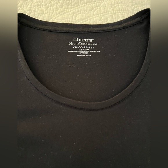 Slight scooped neck Chico’s top. Year round basic you will go to again & again. - Picture 2 of 4
